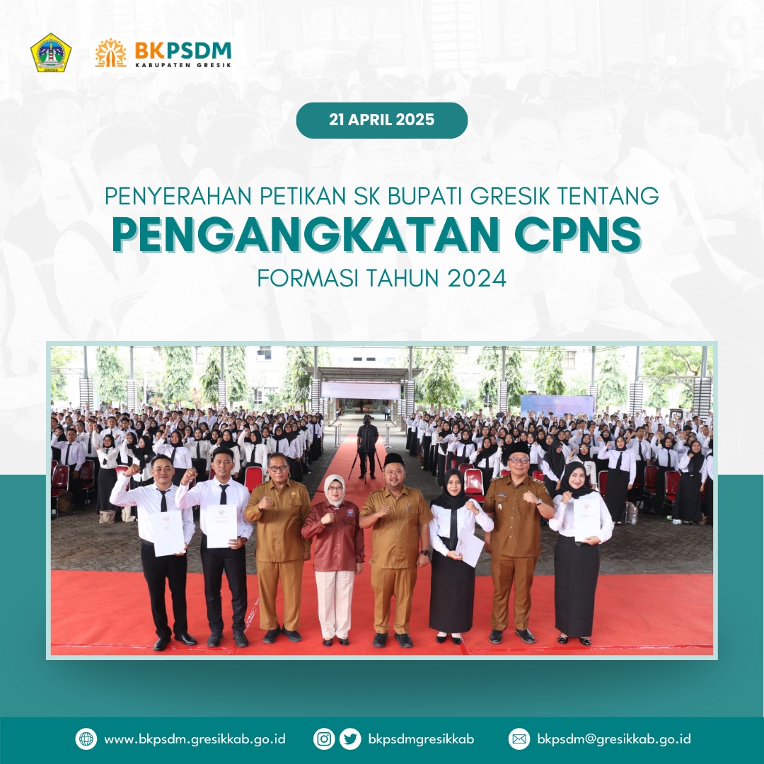 474 ASN Muda Siap Mengabdi, Gresik Jadi yang Pertama di Jatim Serahkan SK CPNS Formasi 2024