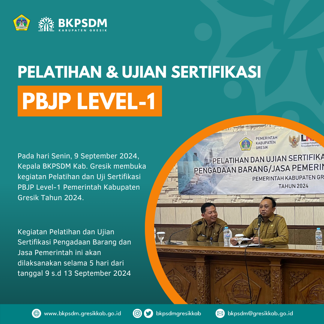 Pelatihan dan Uji Sertifikasi PBJP Lv.1 Pemereintah Kabupaten Gresik Tahun 2024