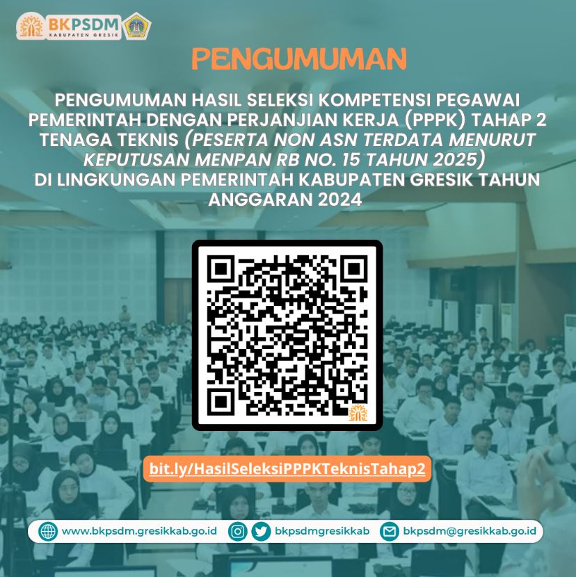 HASIL SELEKSI KOMPETENSI PEGAWAI PEMERINTAH DENGAN PERJANJIAN KERJA (PPPK) TAHAP 2 TENAGA TEKNIS (Peserta Non-ASN terdata Berdasarkan Keputusan Menteri PAN-RB No. 15 Tahun 2025)